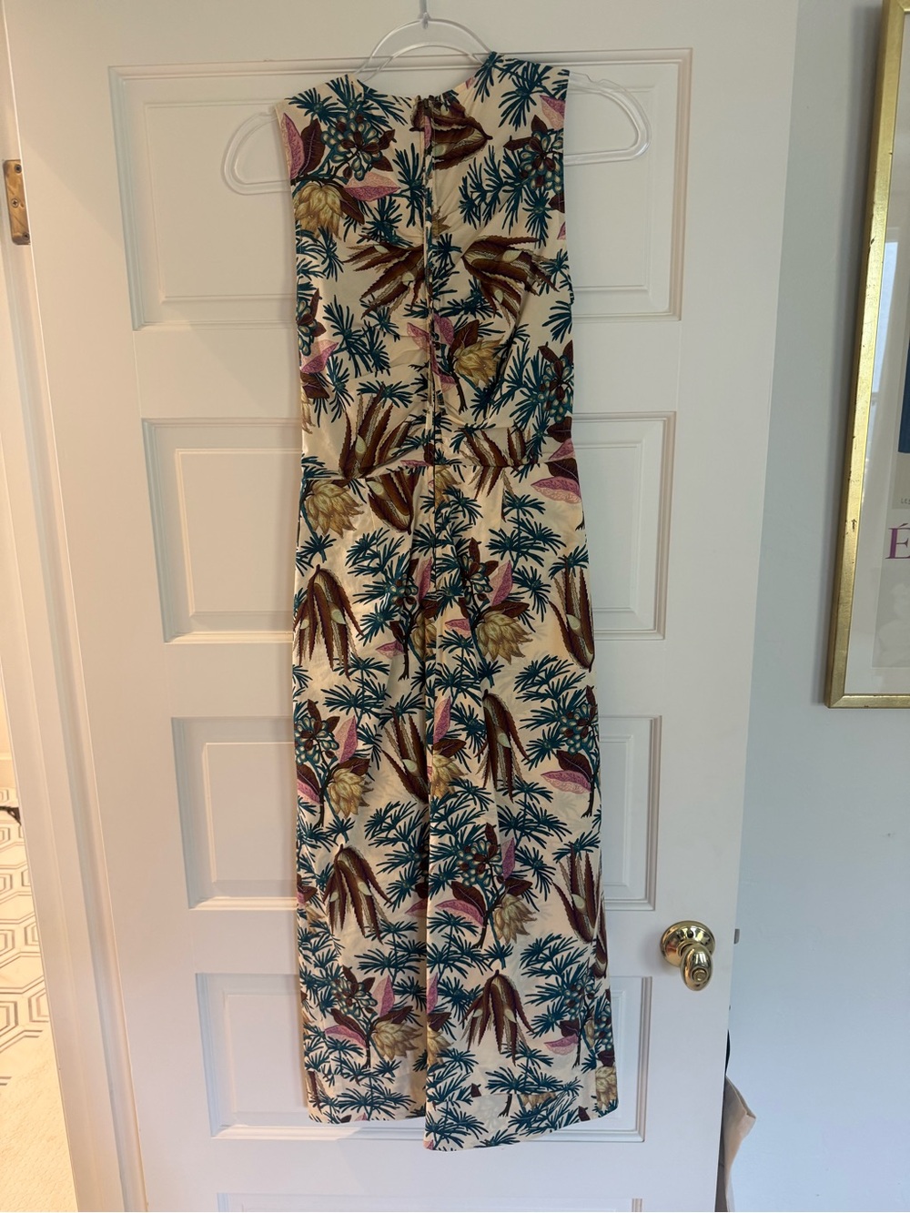 Ulla Johnson Cream Maxi Dress with Green and Pink Botanical Print - Picture 2 of 6